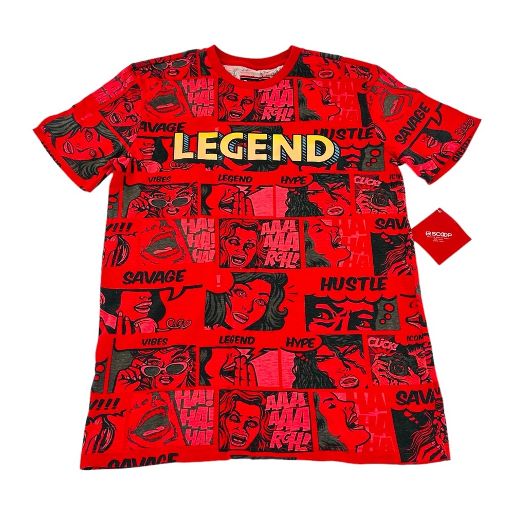 Mens LR Scoop Legend Short Sleeves Red T-Shirt Size L Large